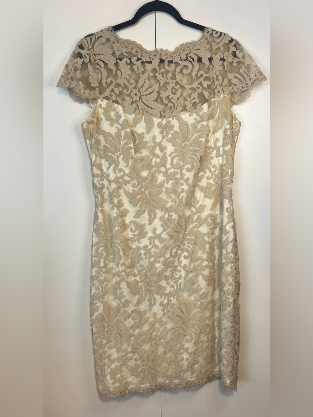 Tadashi Shoji Cream and Beige Lace Midi Dress